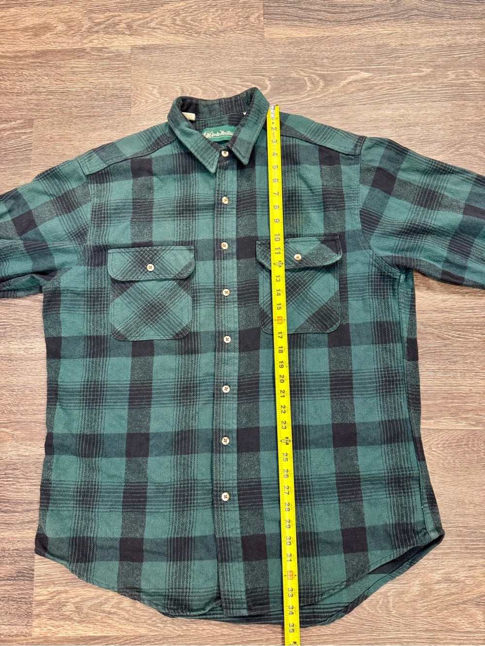 90s Gander Mountain XL Green Black Plaid Flannel Shirt Cotton Outdoor Workwear - Picture 6 of 6